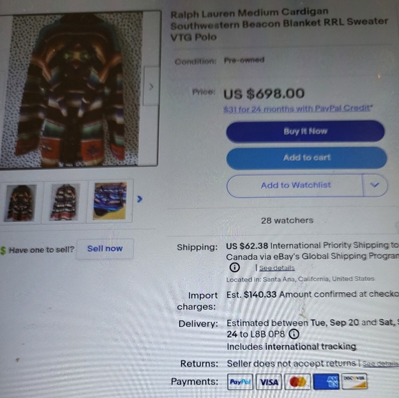 Vintage Handknitted Ralph Lauren southwestern blanket cardigan/coat - Picture 7 of 9